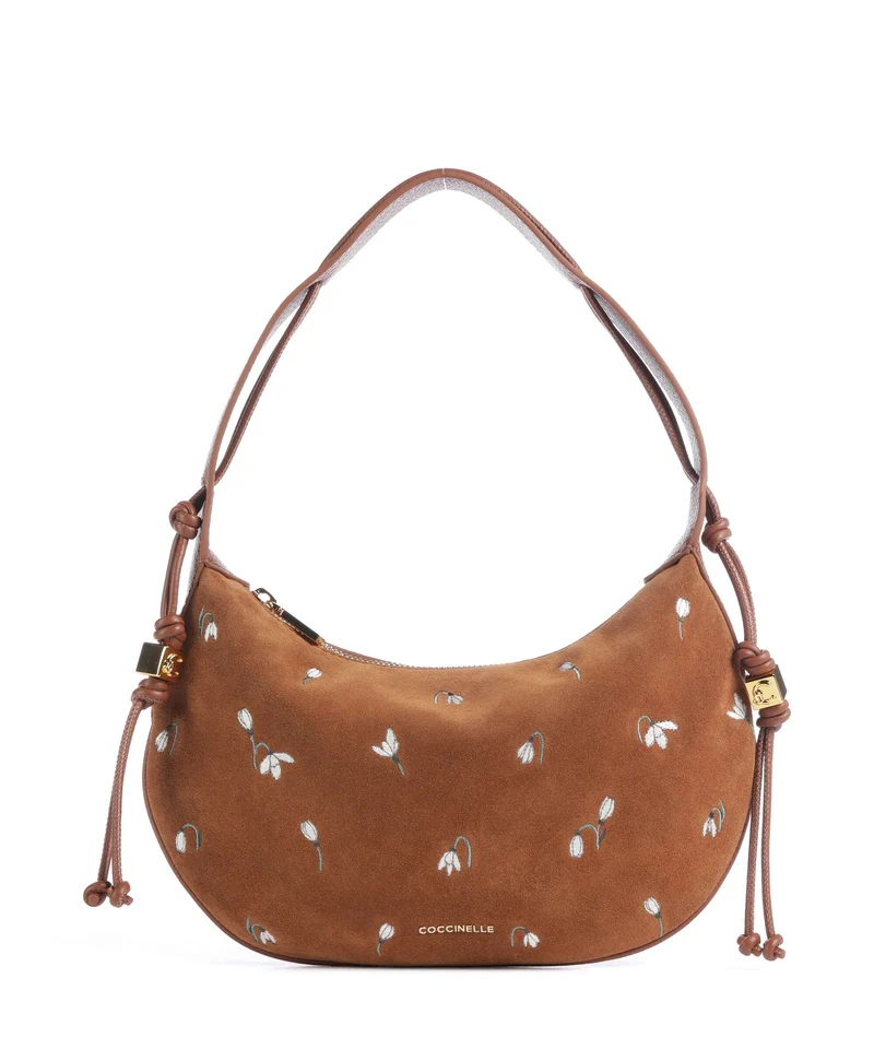 Coccinelle Thess Suede Bolso de hobo cognac