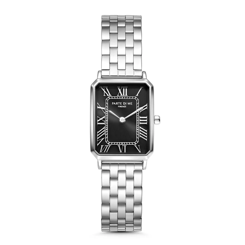 Parte di Me Orologio rechthoekig dameshorloge zilverkleurig en zwart PDM09025