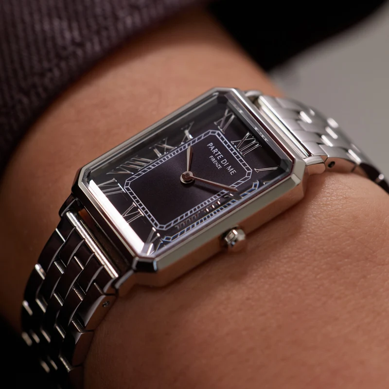 Parte di Me Orologio rechthoekig dameshorloge zilverkleurig en zwart PDM09025