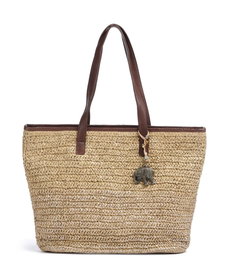 Anokhi Bolsa shopping natural metallic