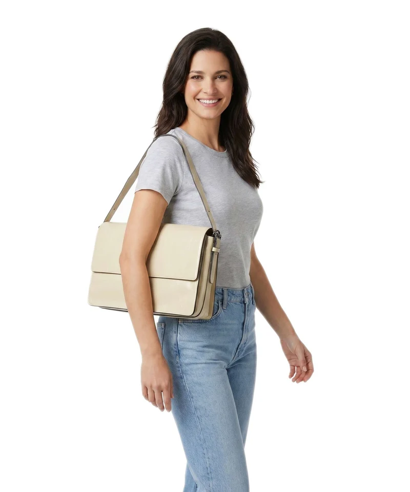 Liebeskind Audrey Recycled Lack Distressed M Bolso de hombro biscotti