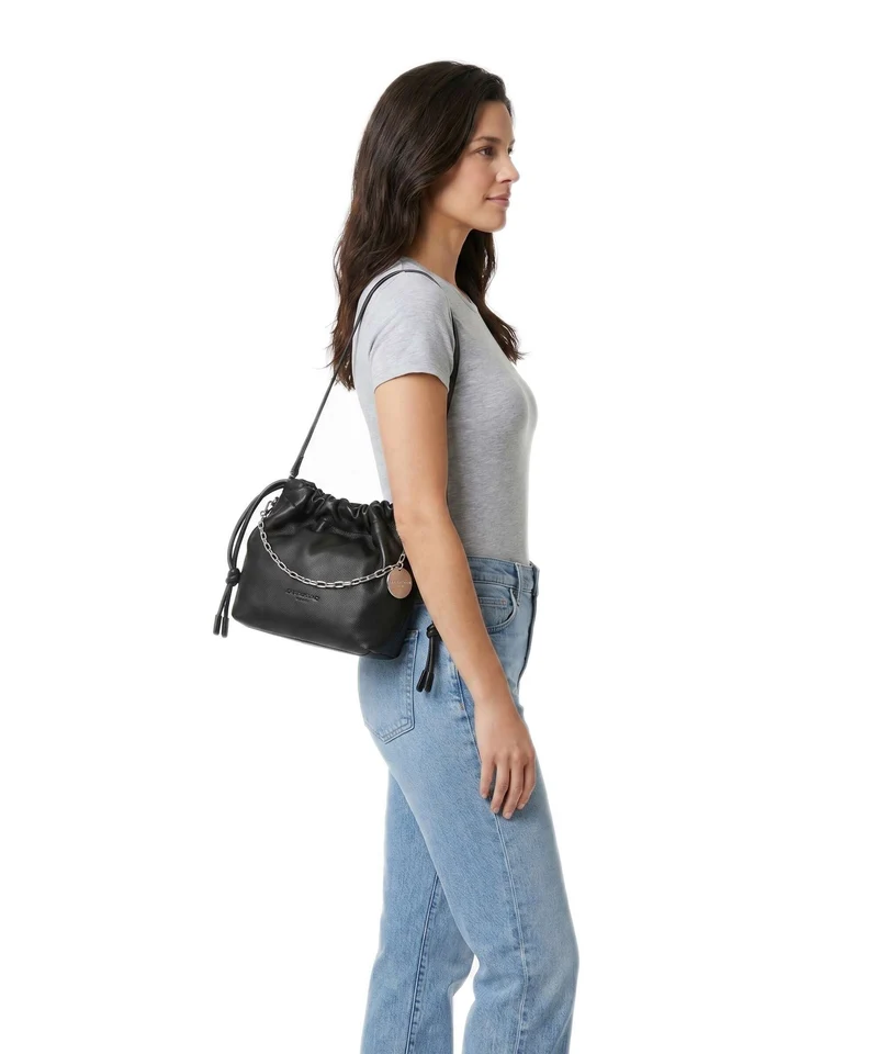 Liebeskind Lya II Small Pebble S Bucket bolso de mano black