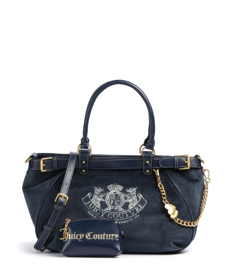 Juicy Couture Twig Narrative Velvet L Bolsa shopping blue depths