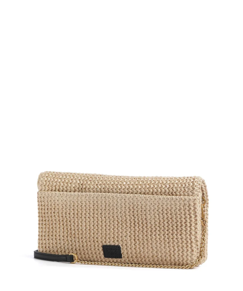 Pinko Love Click Soft Horizontal Classic Bandolera rafia/nero/antique gold