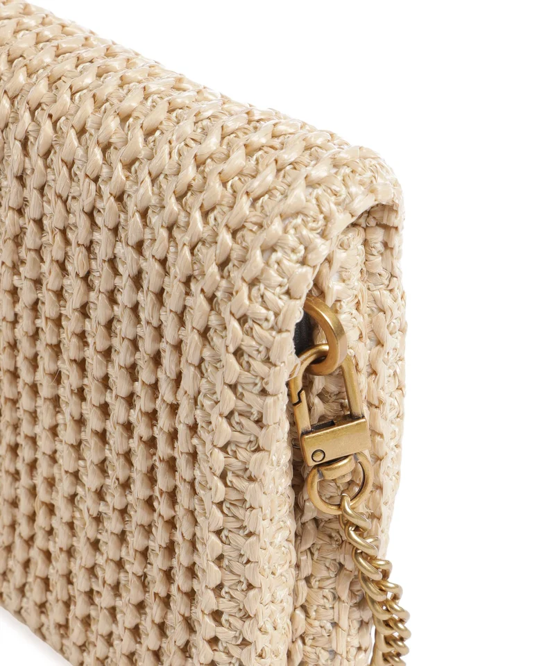 Pinko Love Click Soft Horizontal Mini Bandolera rafia/nero/antique gold