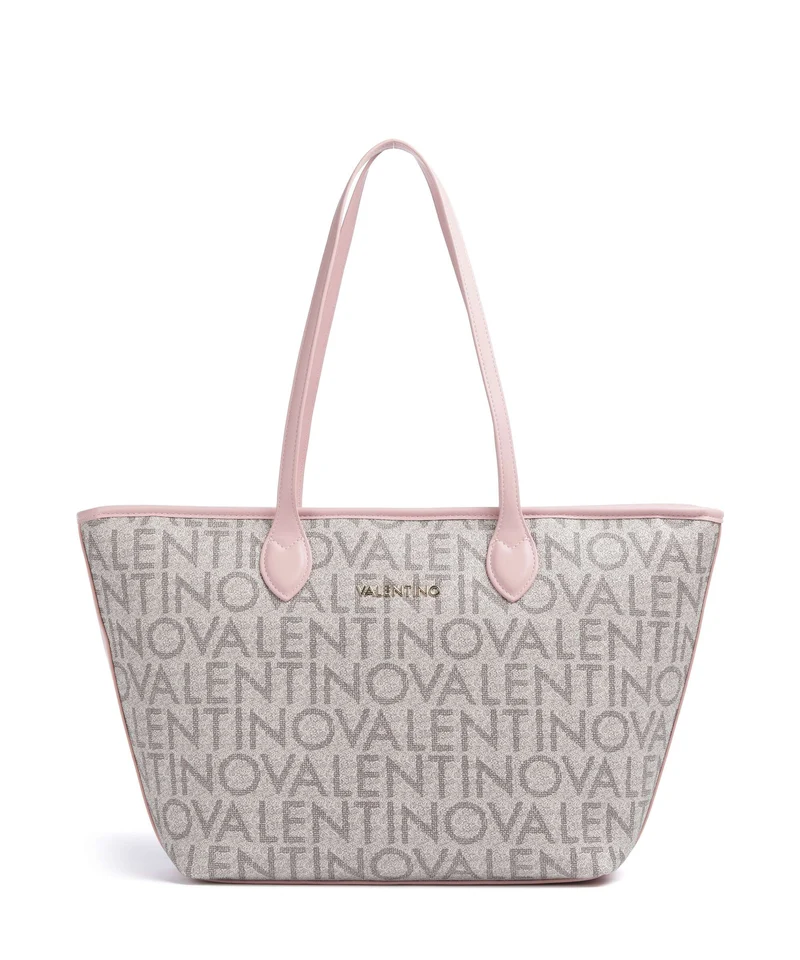 Valentino Bags Logo Bolsa shopping beige/rosa
