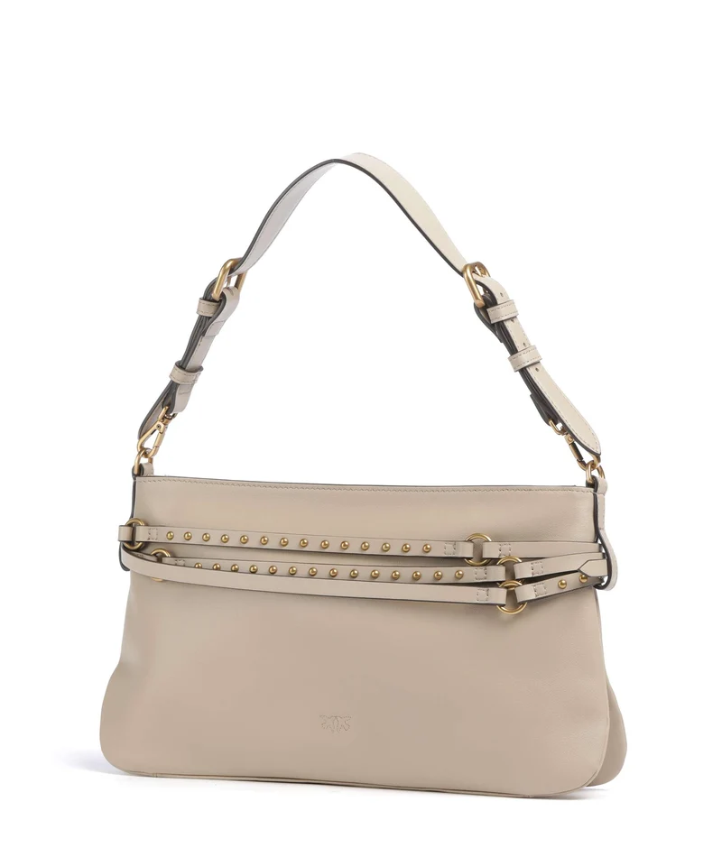 Pinko Belt Classic Bolso de hombro beige/grigio fumo/antique gold