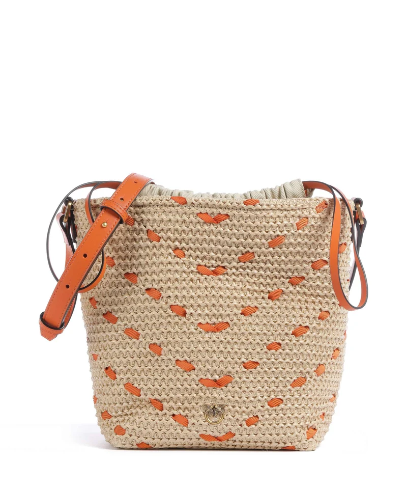 Pinko Bucket bolso de mano paglia/arancio/antique gold
