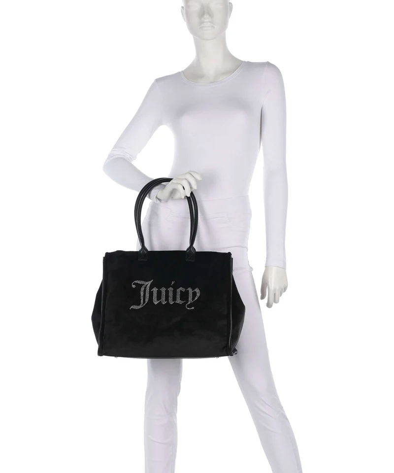 Juicy Couture Iris Velvet Rhinestones L Bolsa shopping black