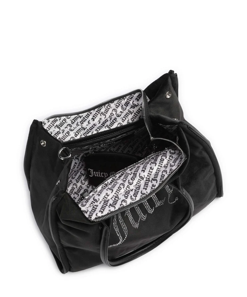 Juicy Couture Iris Velvet Rhinestones L Bolsa shopping black