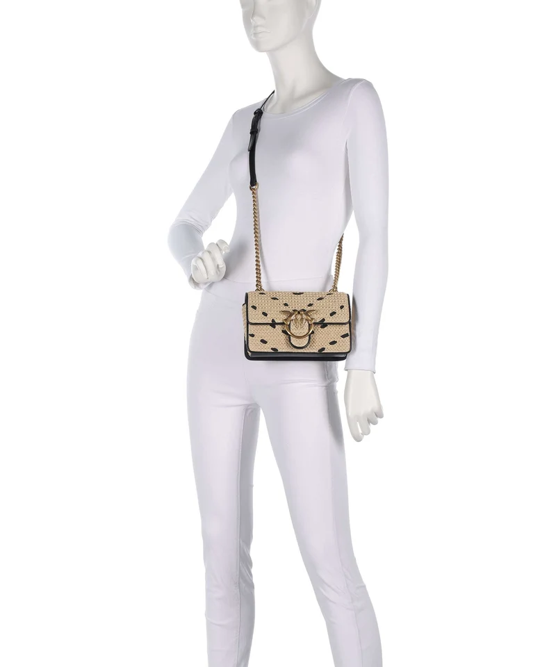 Pinko Love One Mini Bandolera paglia/nero/antique gold