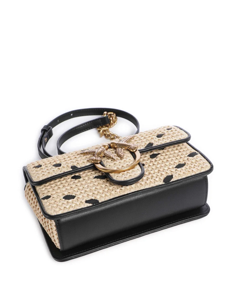 Pinko Love One Mini Bandolera paglia/nero/antique gold