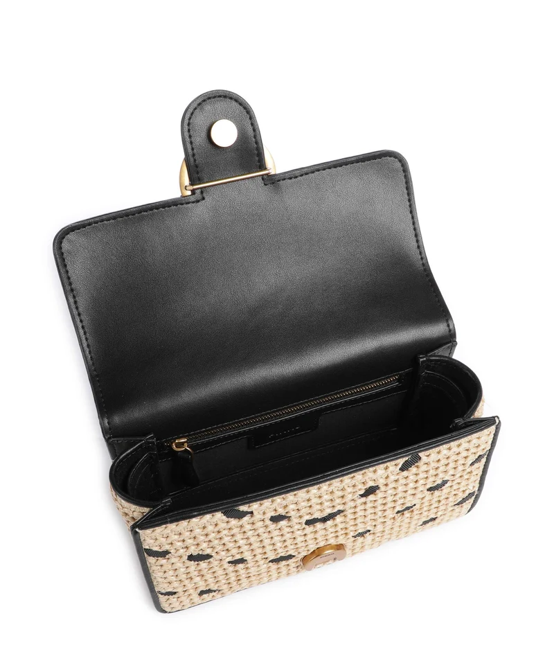 Pinko Love One Mini Bandolera paglia/nero/antique gold