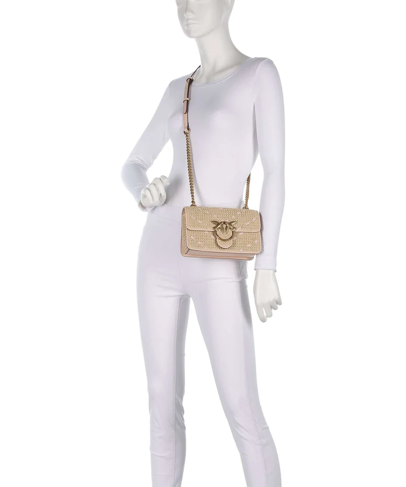 Pinko Love One Mini Bandolera paglia/rosa/antique gold