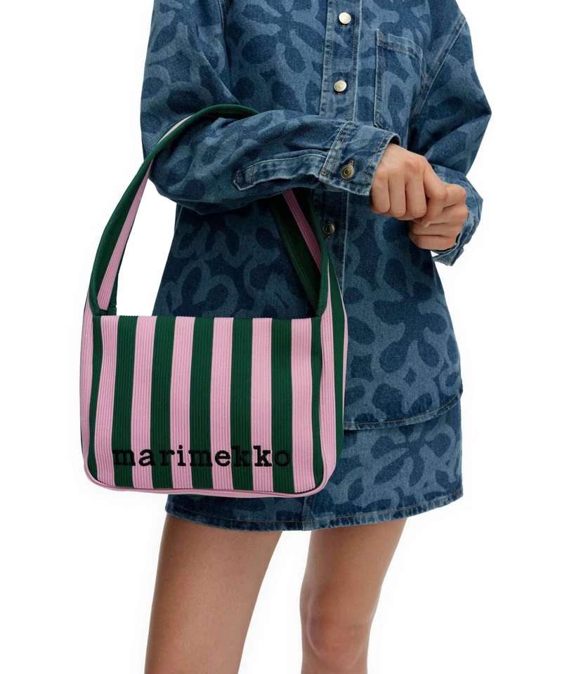 Marimekko Knitted Merirosvo Bolso de hombro pink/dark green