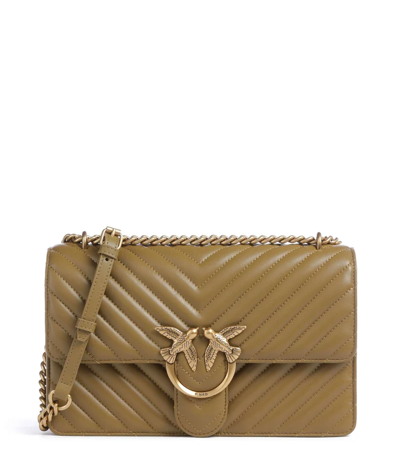 Pinko Love One Classic Bolso de hombro verde canguro/antique gold