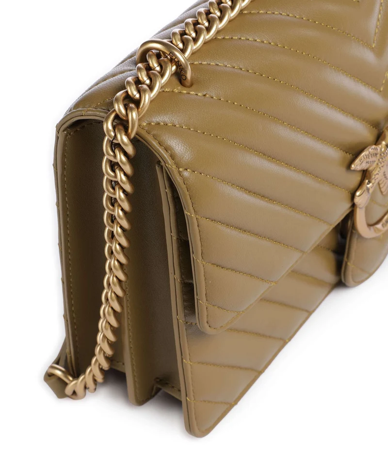 Pinko Love One Classic Bolso de hombro verde canguro/antique gold