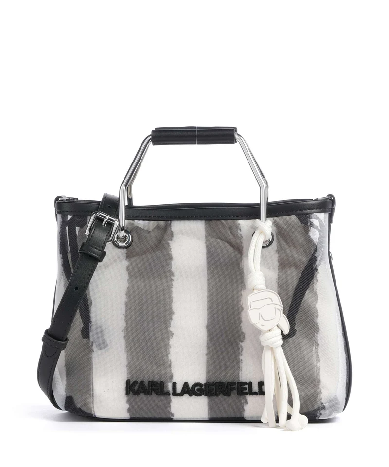 Karl Lagerfeld Ikon Small Bolso de mano black stripes