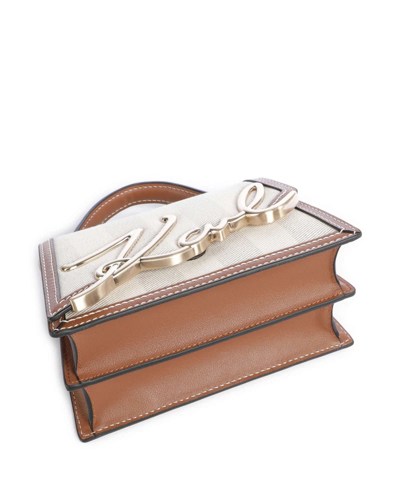 Karl Lagerfeld K/Signature 2.0 Small Bandolera natural canvas/tan