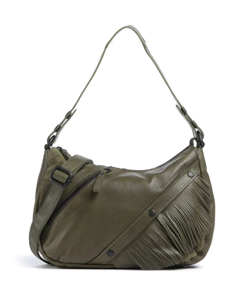 Spikes & Sparrow Suede Mix Jadeline Bolso de hombro green