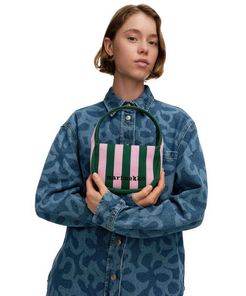Marimekko Knitted Merirosvo Bolso de mano pink/dark green