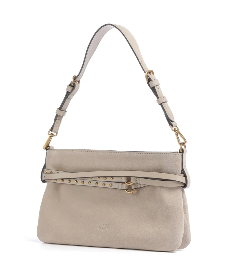 Pinko Belt Mini Bolso de hombro beige/grigio fumo/antique gold