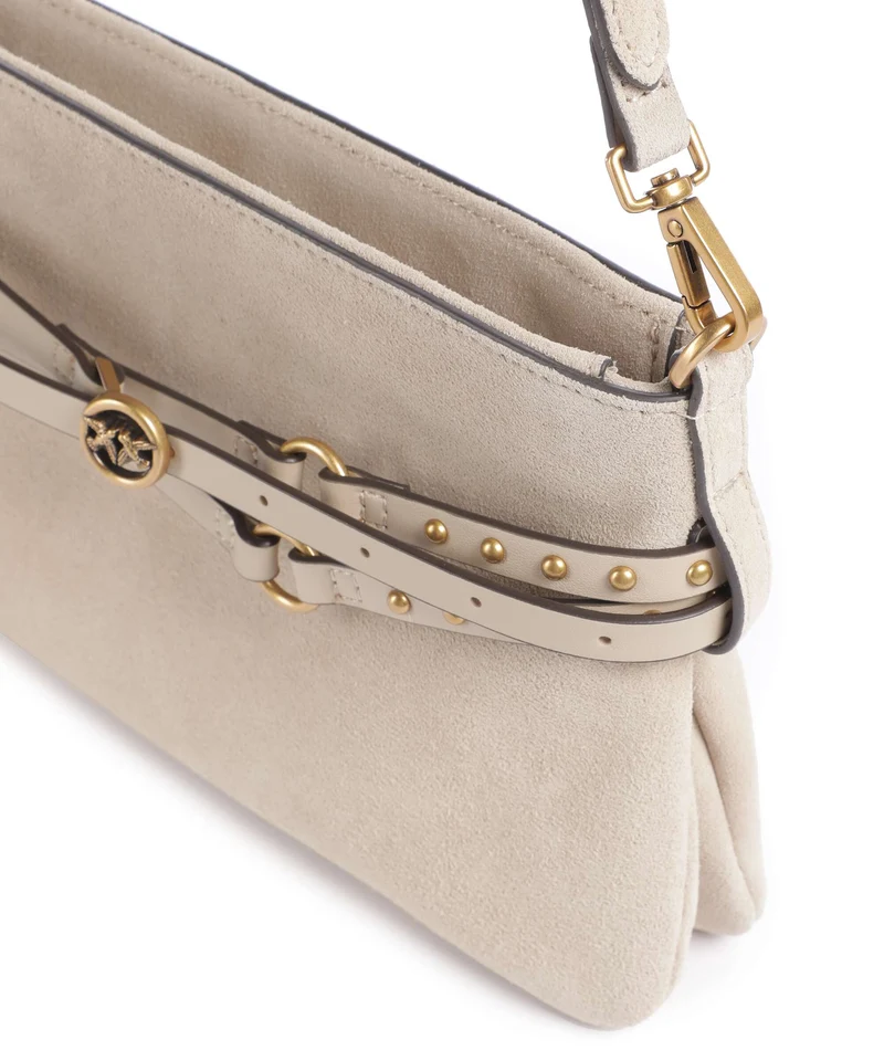 Pinko Belt Mini Bolso de hombro beige/grigio fumo/antique gold