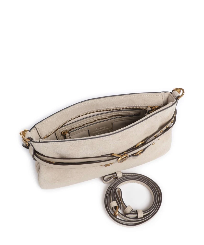 Pinko Belt Mini Bolso de hombro beige/grigio fumo/antique gold