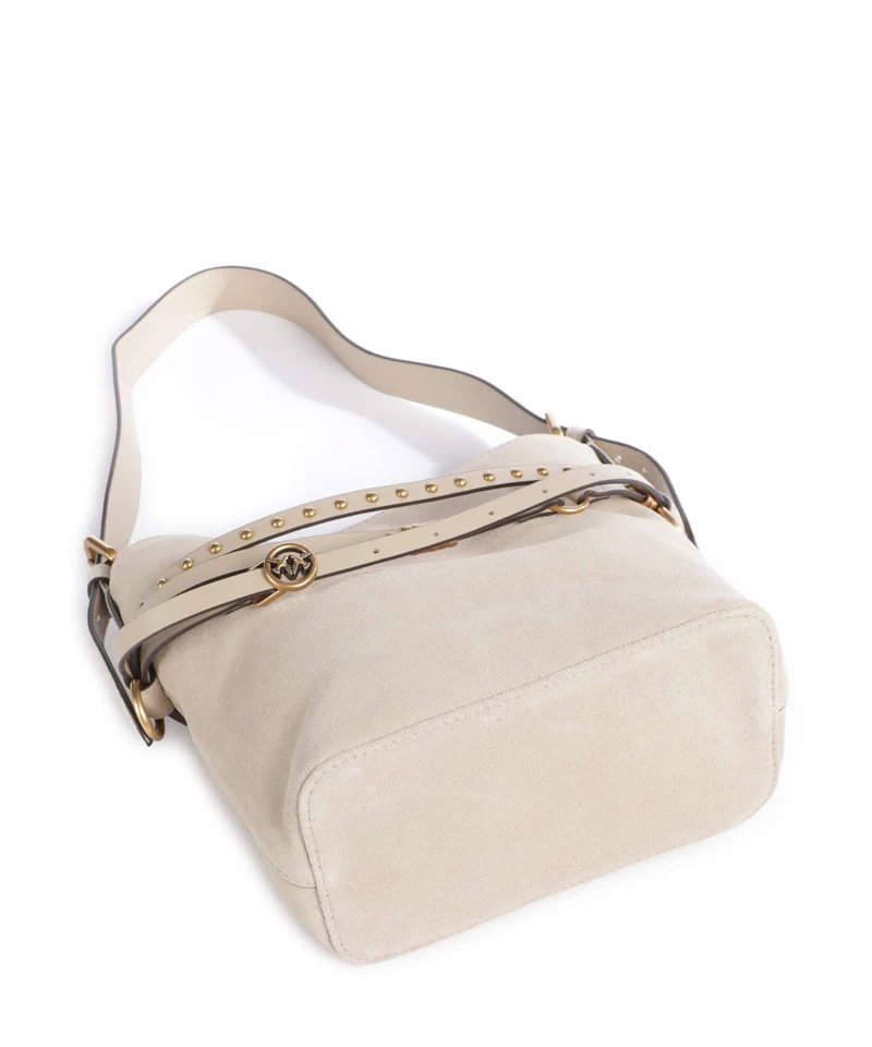 Pinko Belt Mini Bucket bolso de mano beige/grigio fumo/antique gold