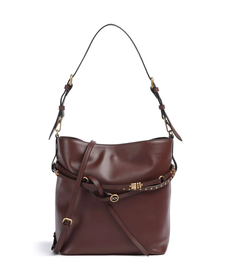 Pinko Belt Classic Bucket bolso de mano burgundy wine/antique gold