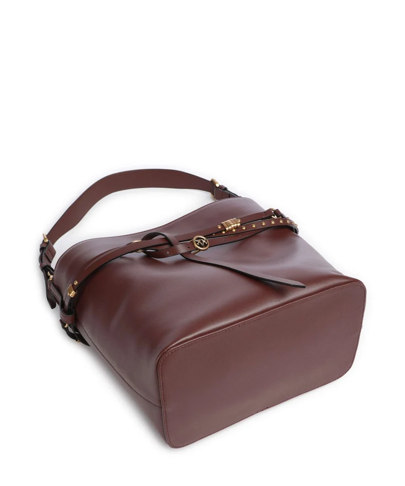 Pinko Belt Classic Bucket bolso de mano burgundy wine/antique gold