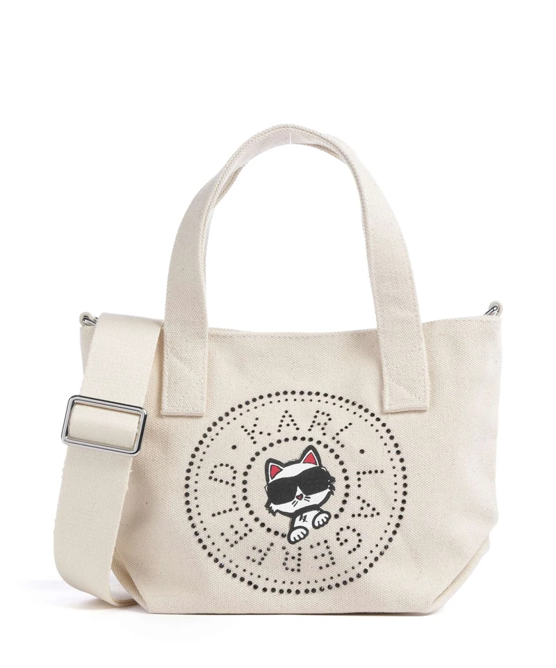 Karl Lagerfeld Ikon Circle Choupette Small Bolso de mano off white