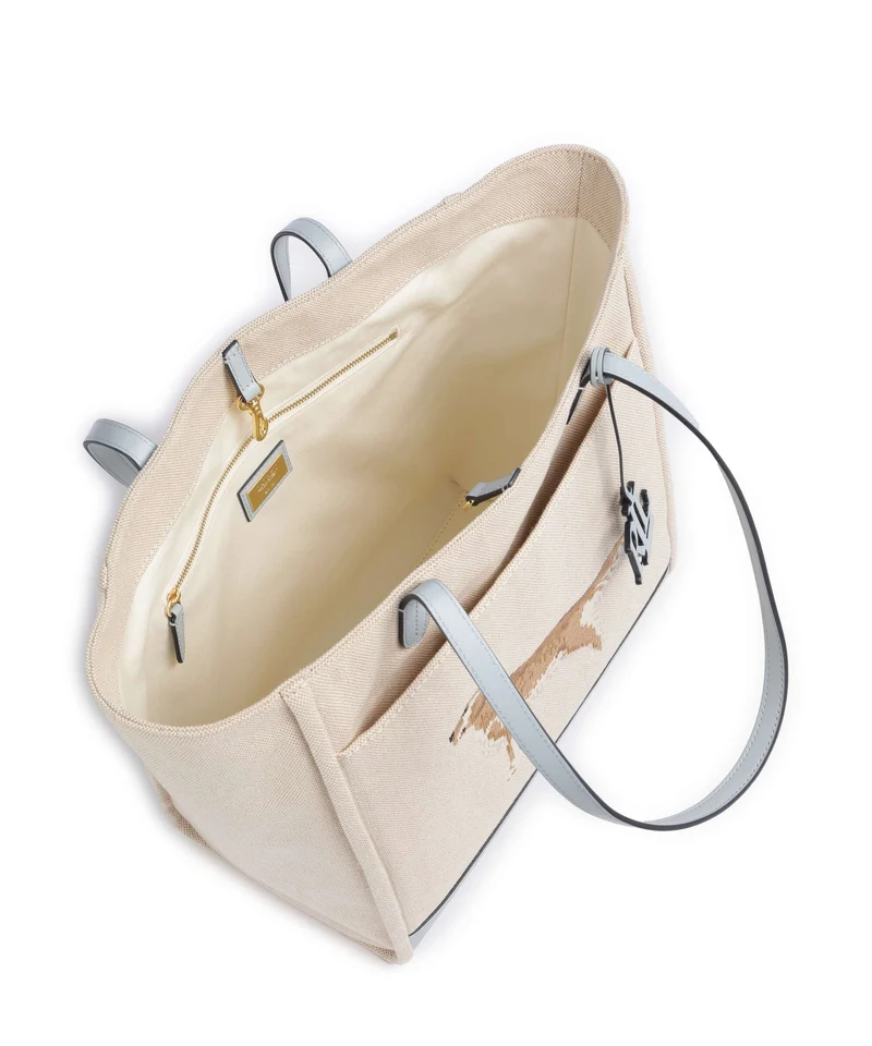 Lauren Ralph Lauren Cameryn Large Bolsa shopping natural/buff canvas/alpine blue