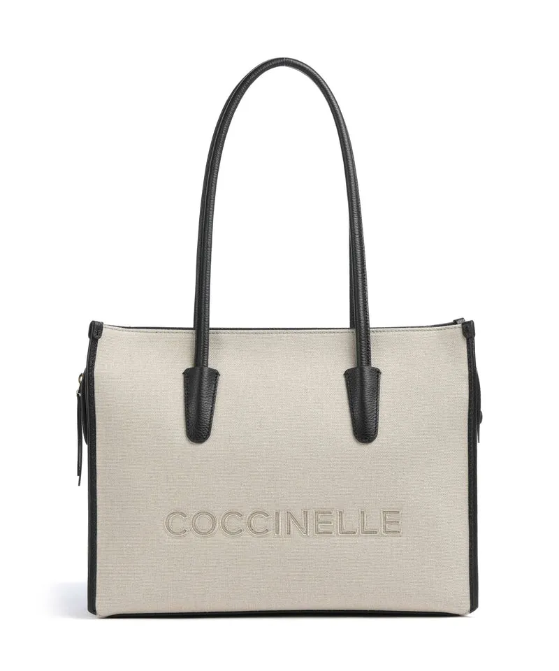 Coccinelle Myrtha Canvas Bolsa shopping natural/noir