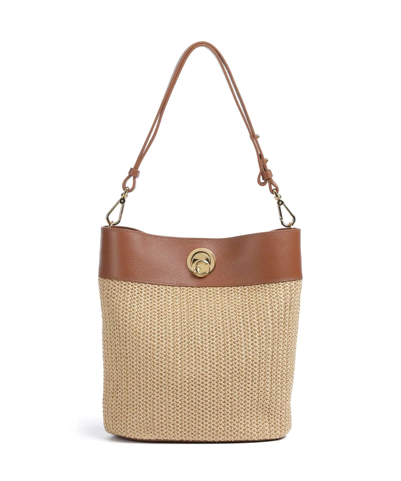 Coccinelle Nikla Bucket bolso de mano natural/cognac