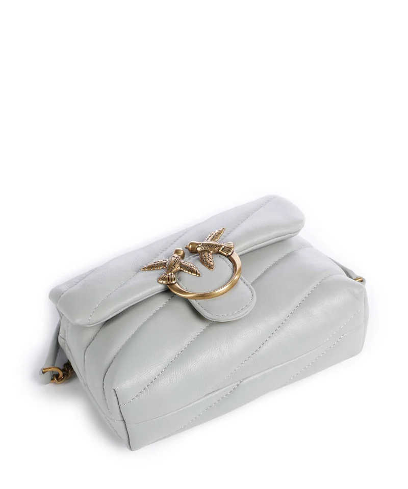 Pinko Love Puff Baby Bolso de hombro grigio perla/antique gold