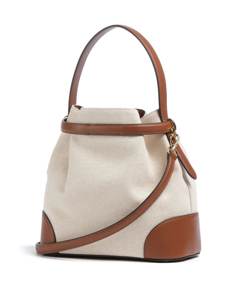 Lauren Ralph Lauren Blaike Medium Bucket bolso de mano natural/buff canvas/lauren tan