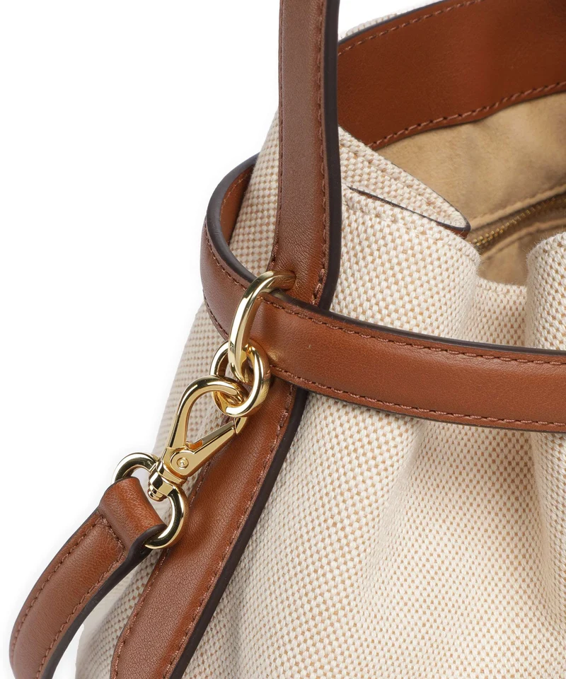 Lauren Ralph Lauren Blaike Medium Bucket bolso de mano natural/buff canvas/lauren tan