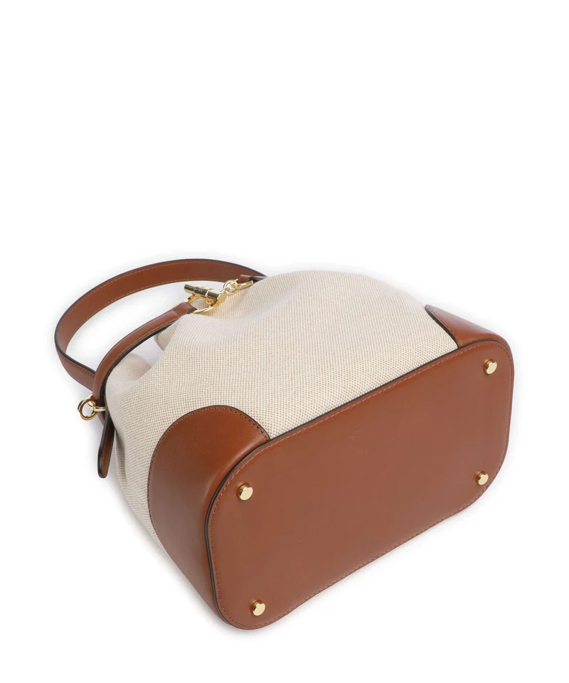 Lauren Ralph Lauren Blaike Medium Bucket bolso de mano natural/buff canvas/lauren tan