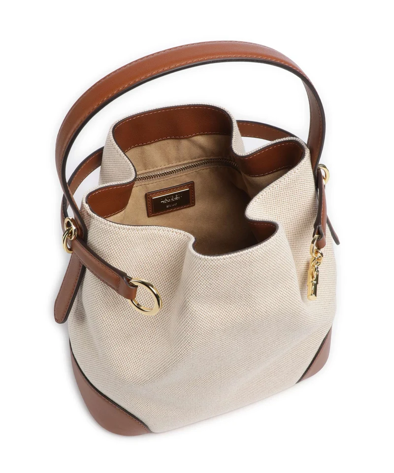 Lauren Ralph Lauren Blaike Medium Bucket bolso de mano natural/buff canvas/lauren tan