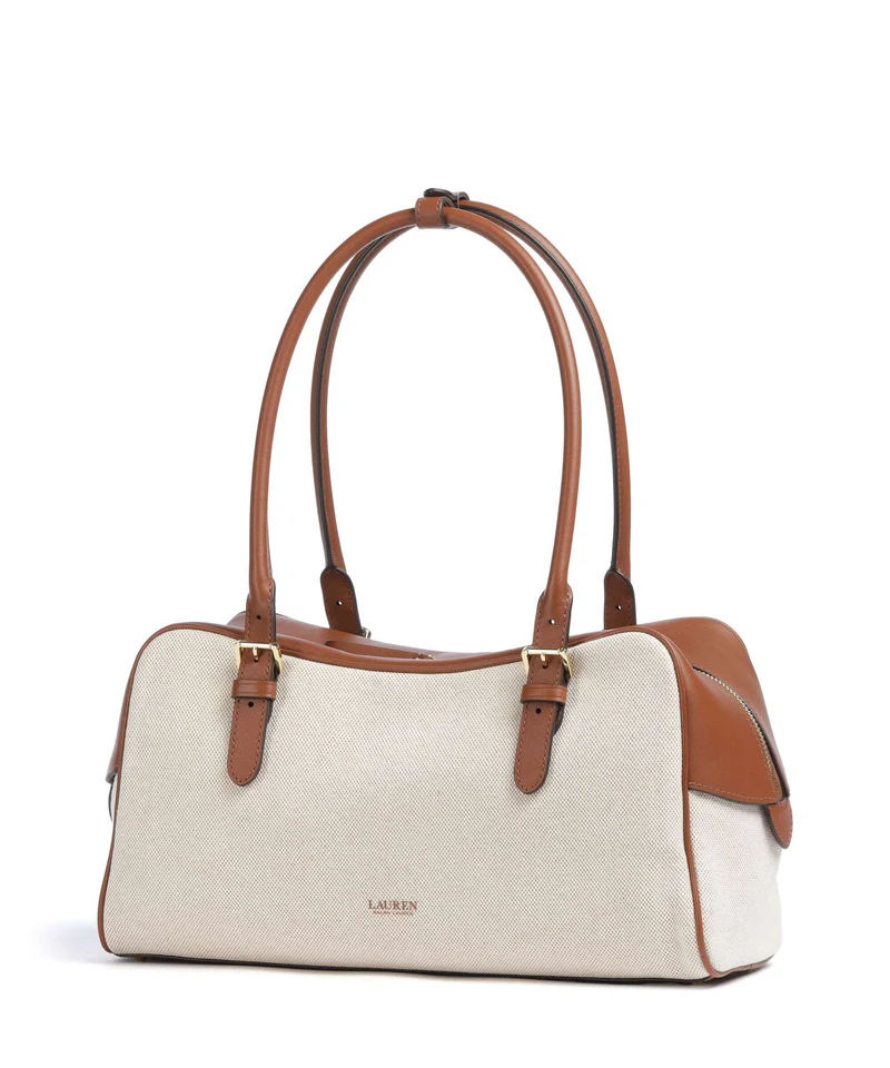 Lauren Ralph Lauren Marcy Bolso de hombro natural/buff canvas/lauren tan