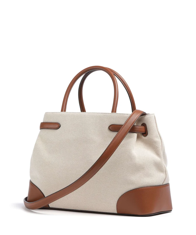 Lauren Ralph Lauren Blaike Large Bolso de mano natural/buff canvas/lauren tan
