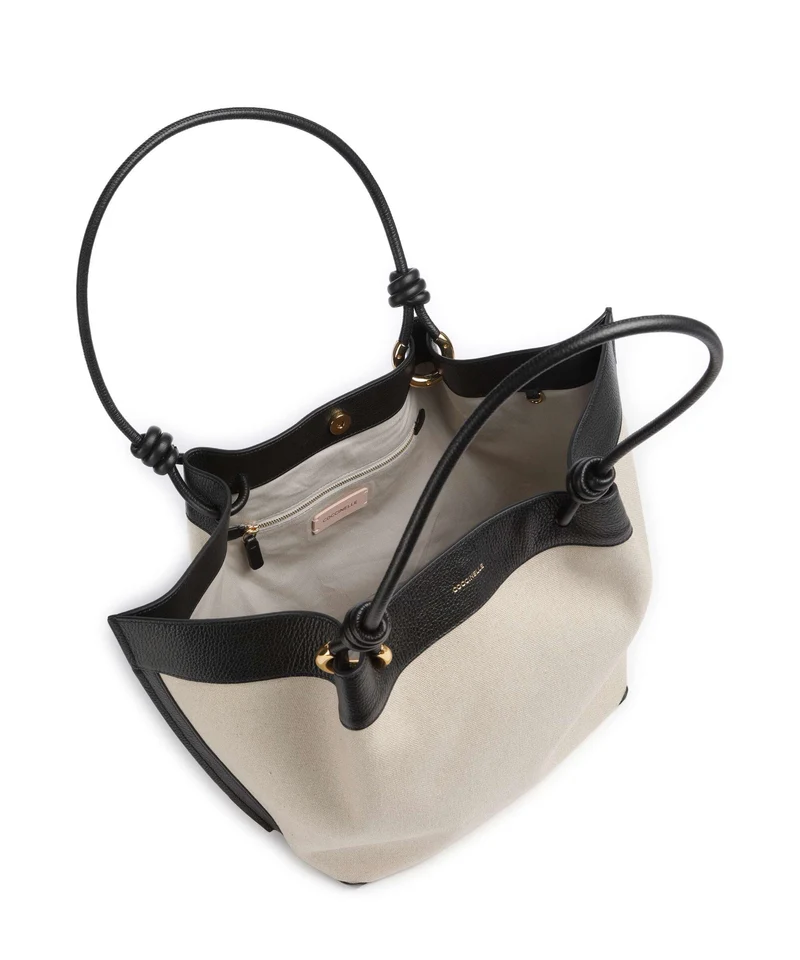 Coccinelle Finn Canvas Bolsa shopping natural/noir