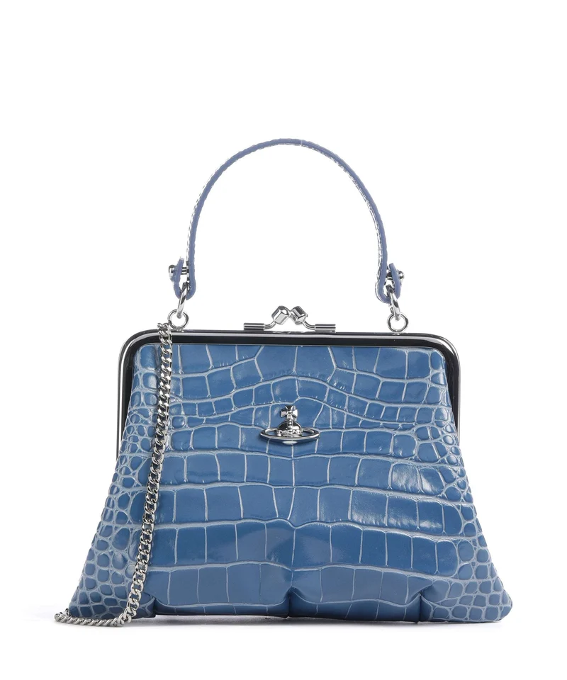 Vivienne Westwood Granny Frame Embossed Croc Bolso de mano blue