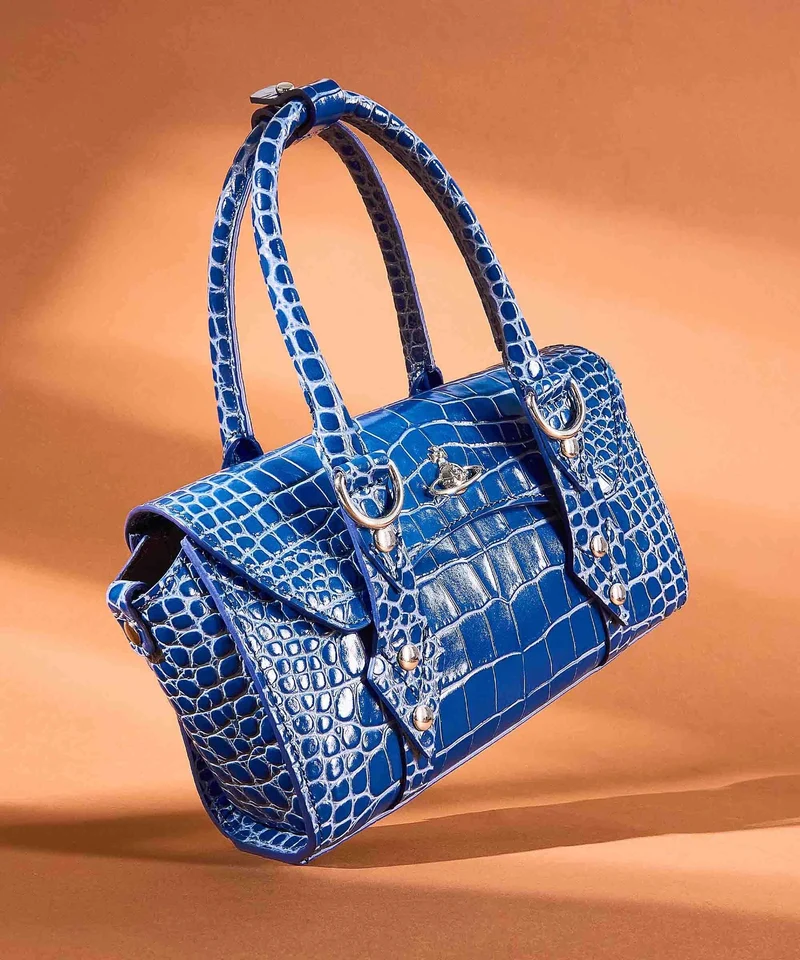 Vivienne Westwood Bettina Embossed Croc Mini Bolso de mano blue