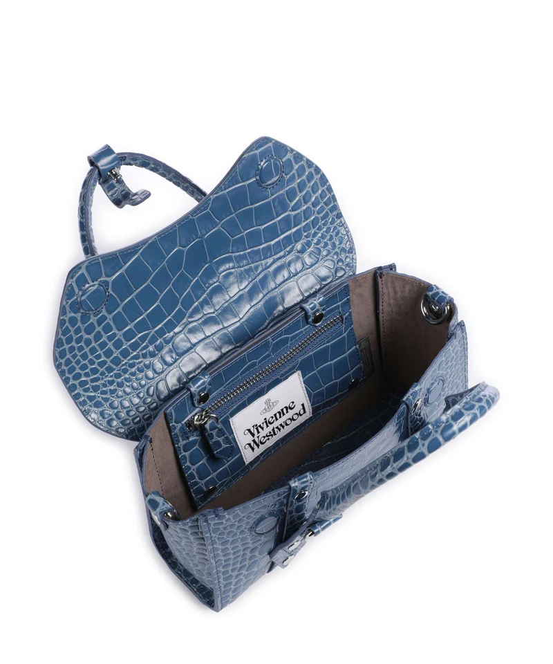 Vivienne Westwood Bettina Embossed Croc Mini Bolso de mano blue