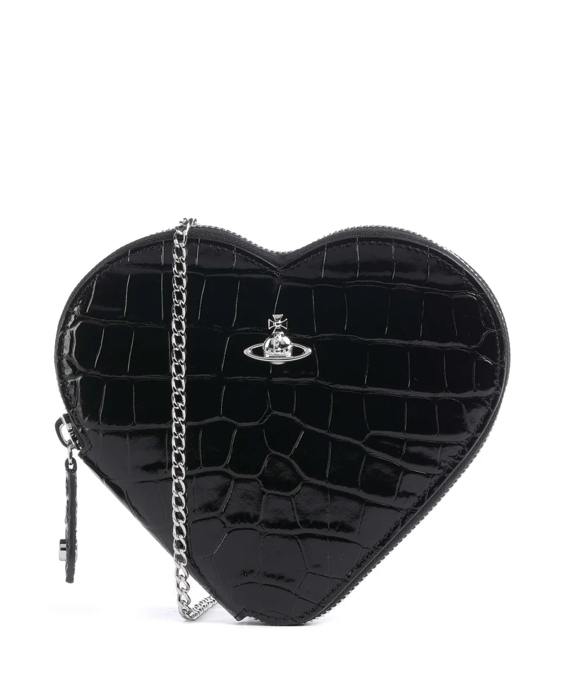 Vivienne Westwood Heart Embossed Croc Bandolera black