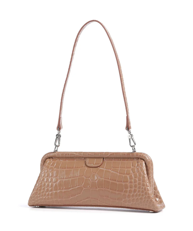 Vivienne Westwood Jane Frame Embossed Croc Bolso de hombro dusty pink