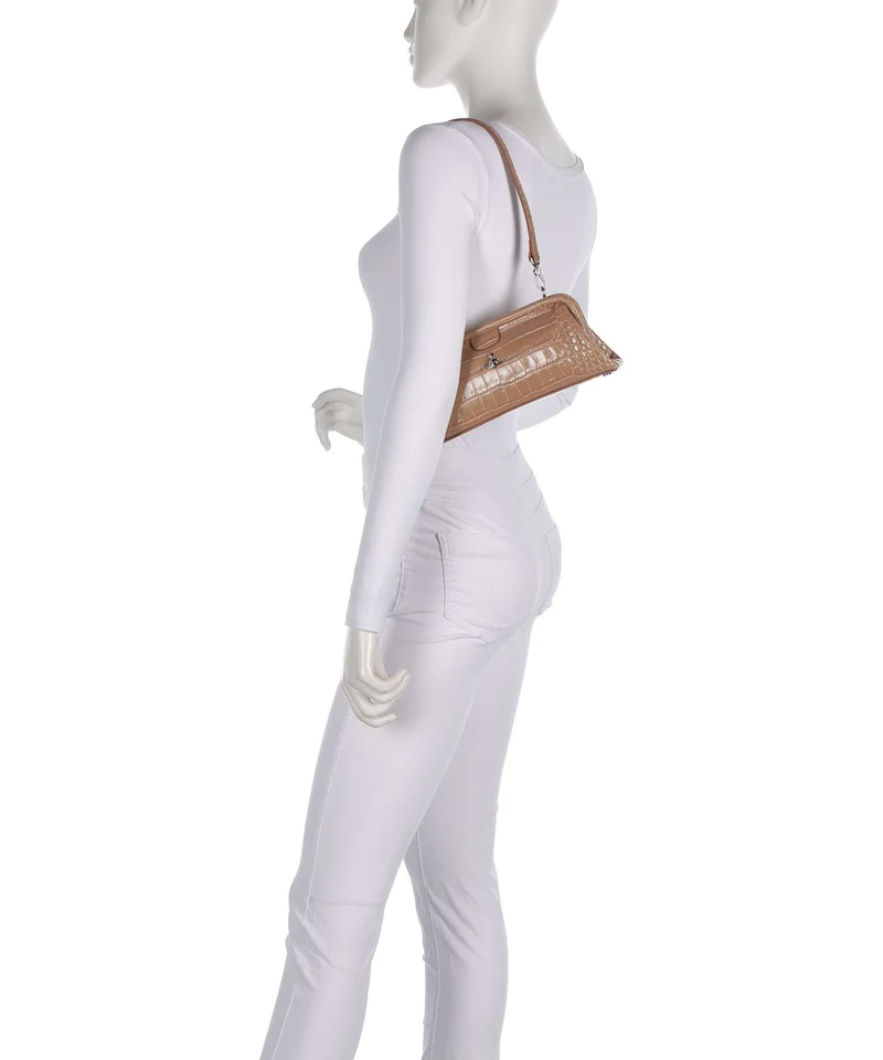 Vivienne Westwood Jane Frame Embossed Croc Bolso de hombro dusty pink