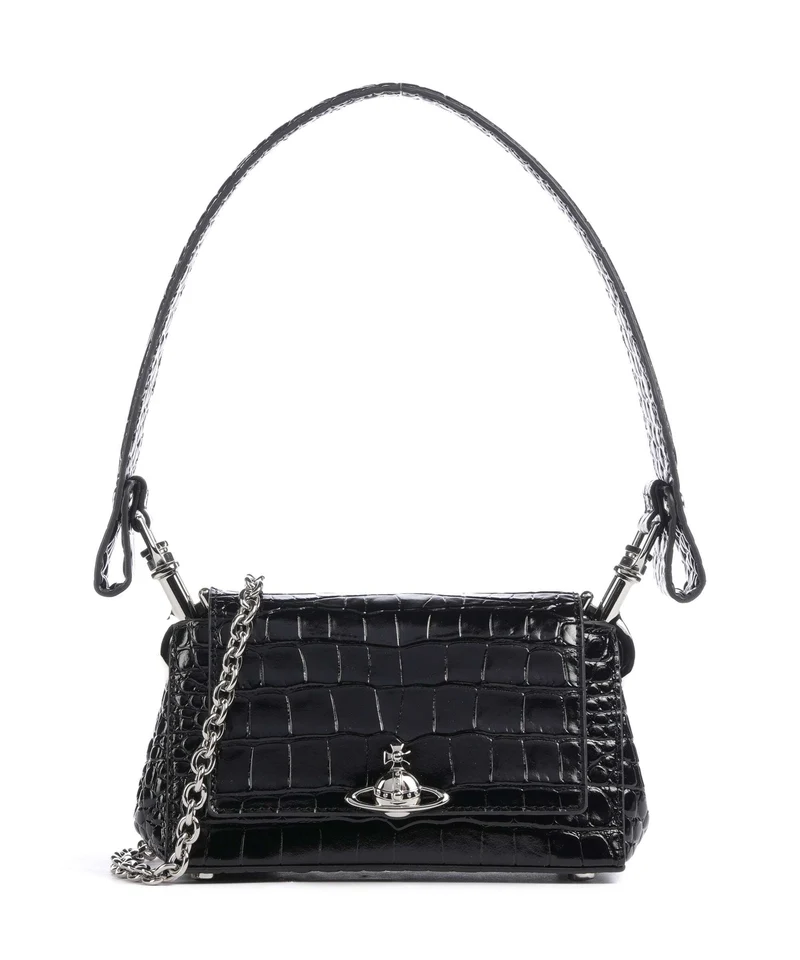 Vivienne Westwood Hazel Embossed Croc Small Bolso de hombro black
